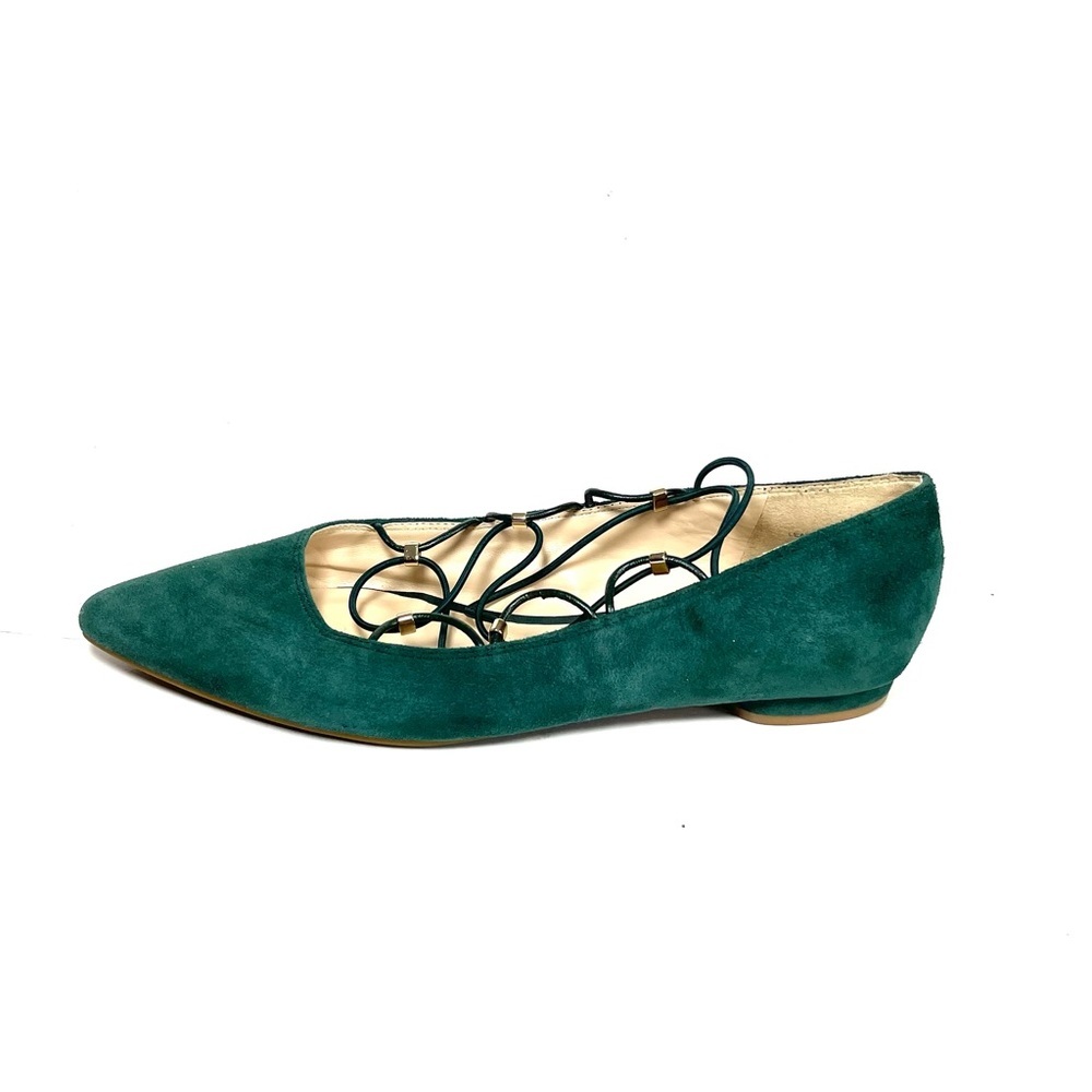 Nine West Okfineo Women’s Ballet Flats Pointed Toe‎ Green Suede Size 7.5 M